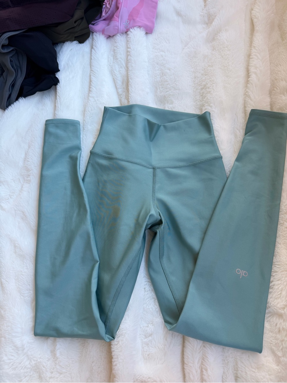 ALO Yoga Kids Leggings in Sage Blue-Green